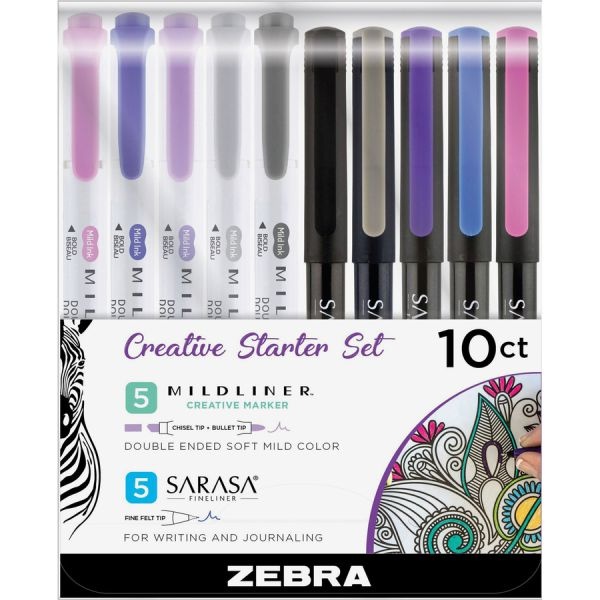 Zebra Pen Midliner Marker/Sarasa Fineliner Creative Starter Set