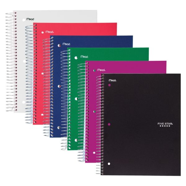 Five Star 5-Subject Wide Ruled Spiral Notebook