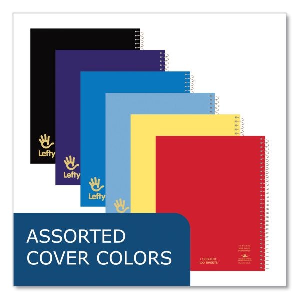 Roaring Spring Lefty Notebook, 1-Subject, Wide/Legal Rule, Assorted Cover Colors, (100) 10.5 X 8.5 Sheets, 24/Ct