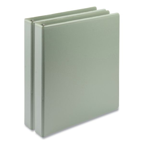 Samsill Earth's Choice Plant-Based Boho D-Ring View Binders, 1" Capacity, 11 X 8.5, Sage, 2/Pack