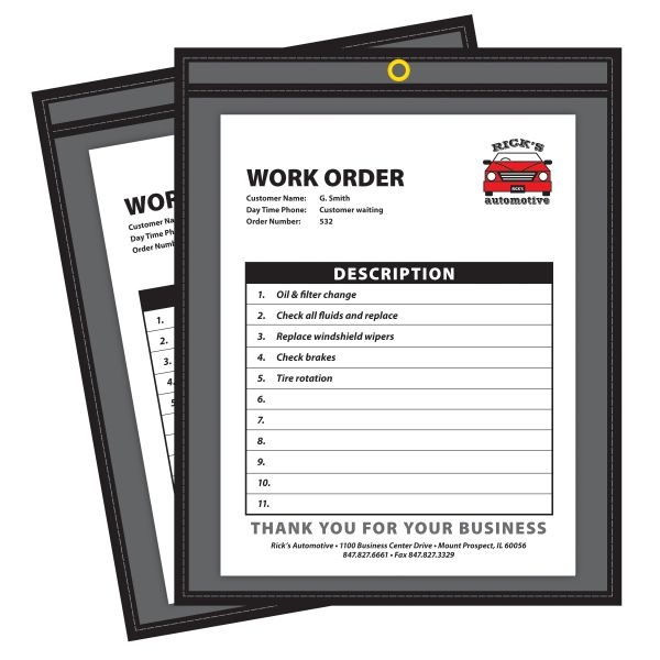C-Line Shop Ticket Holders, Stitched, One Side Clear, 50 Sheets, 8.5 X 11, 25/Box