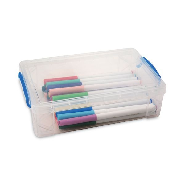 Advantus Super Stacker Large Pencil Box, Plastic, 9 X 5.5 X 2.62, Clear