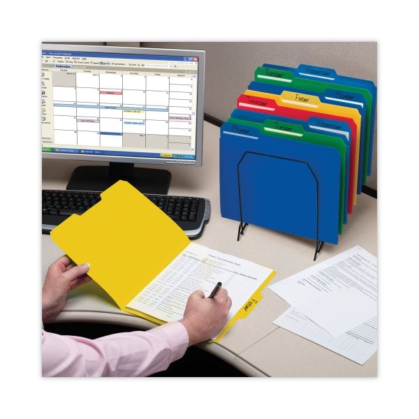 Smead Top Tab Poly Colored File Folders, 1/3-Cut Tabs: Assorted, Letter Size, 0.75" Expansion, Red, 24/Box