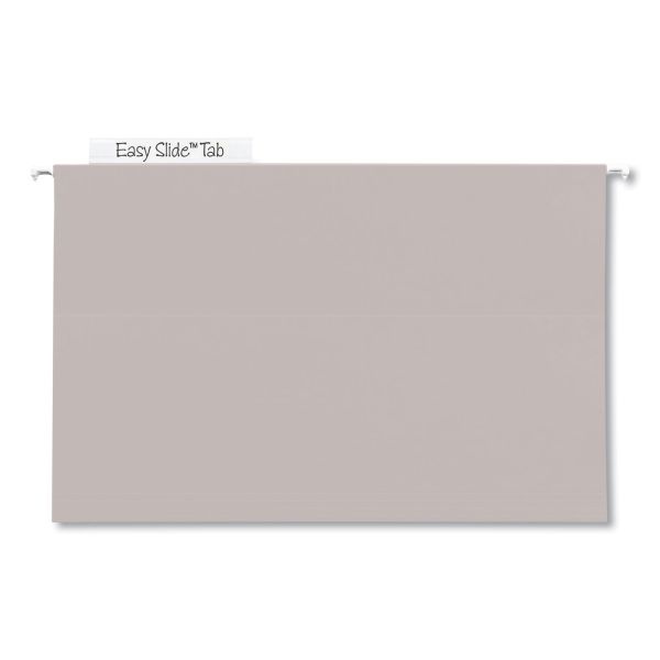 Smead Tuff Extra Capacity Hanging File Folders With Easy Slide Tabs, 4" Capacity, Legal, 1/3-Cut Tabs, Steel Gray, 18/Box