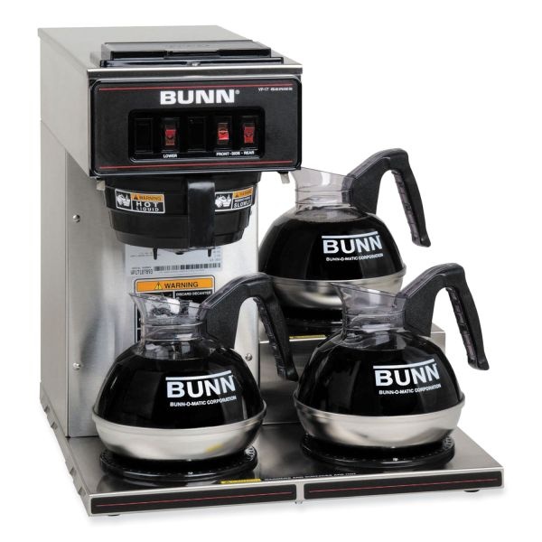 Bunn Vp17-3 12-Cup Pour-Over Coffee Maker With Three Warmers, Stainless Steel/Black