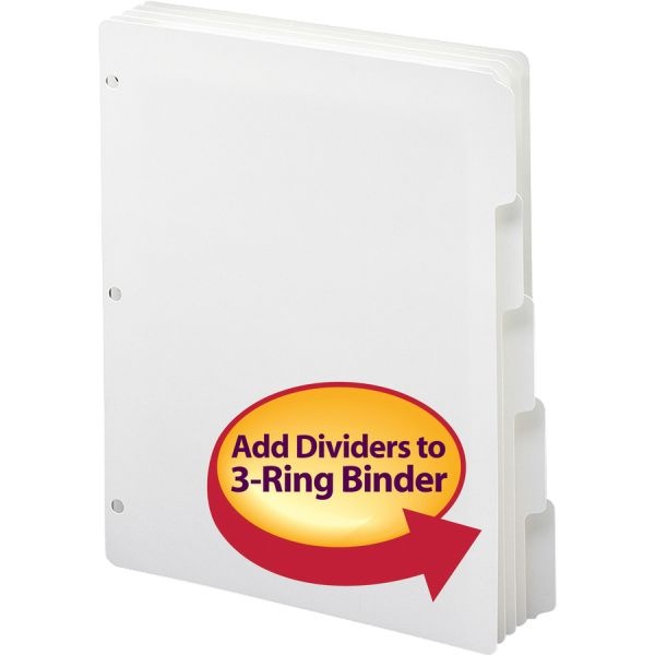 Smead 3-Ring Binder Index Dividers, 5-Tab, 11" X 8 1/2", White, Pack Of 20 Sets