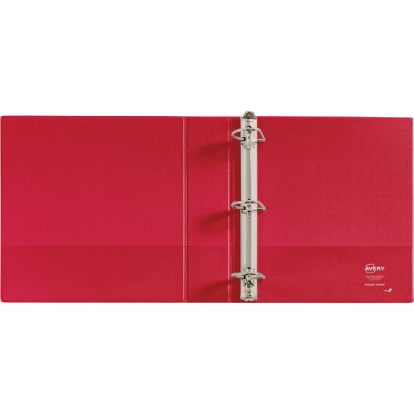 Avery Durable 3-Ring Binder With Ez-Turn Rings, 2" Ring 45% Recycled, Red