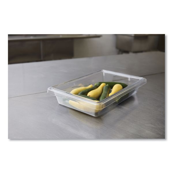 Rubbermaid Commercial Food/Tote Boxes, 5 Gal, 26 X 18 X 3.5, Clear, Plastic