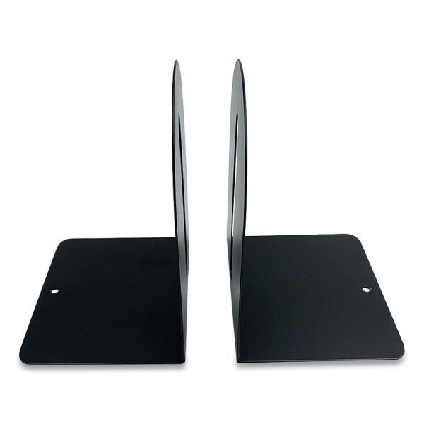 Huron Steel Bookends, Fashion Style, Nonskid, 5.5 X 4.75 X 7.25, Black, 1 Pair