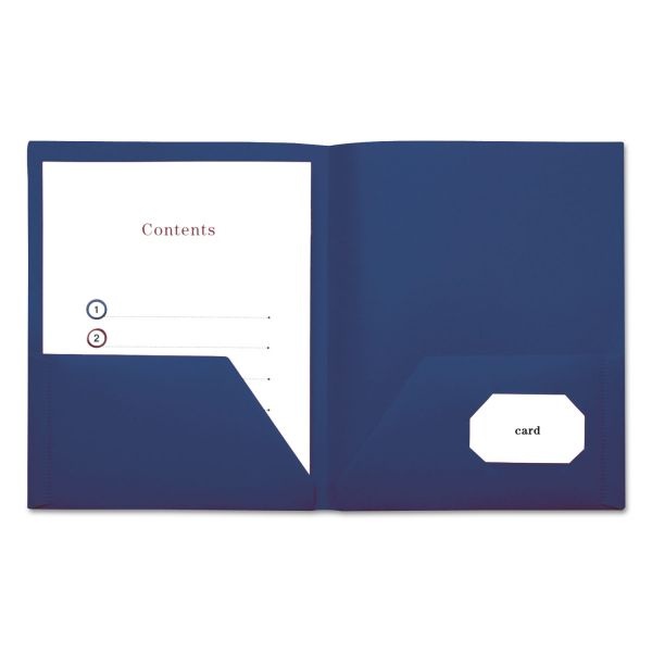 Universal Two-Pocket Plastic Folders, 100-Sheet Capacity, 11 X 8.5, Royal Blue, 10/Pack