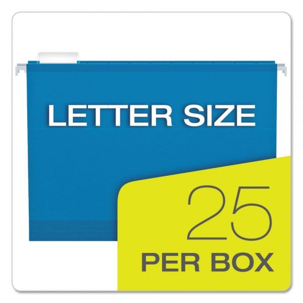 Pendaflex Premium Reinforced Color Hanging File Folders, Letter Size, Blue, Pack Of 25 Folders