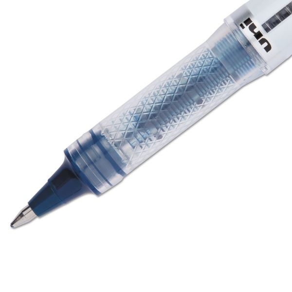 Uniball Vision Elite Hybrid Gel Pen, Stick, Bold 0.8 Mm, Blue-Infused Black Ink, White/Blue/Clear Barrel