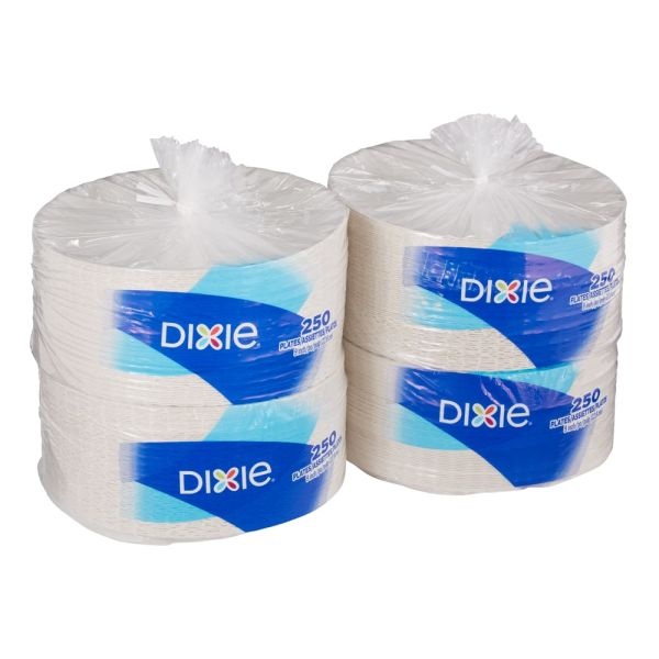 Dixie Paper Plates, 9-In Dia., White 4 Packs Of 250 Plates Per Case