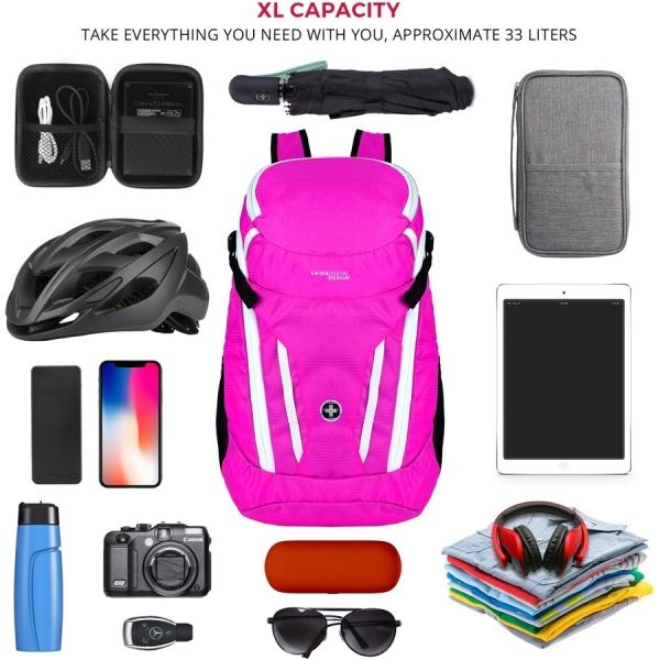 Swissdigital Design Kangaroo Sd1596-46 Rugged Carrying Case (Backpack) For 16" Apple Notebook, Macbook Pro, Accessories, Tablet, Cell Phone - Pink