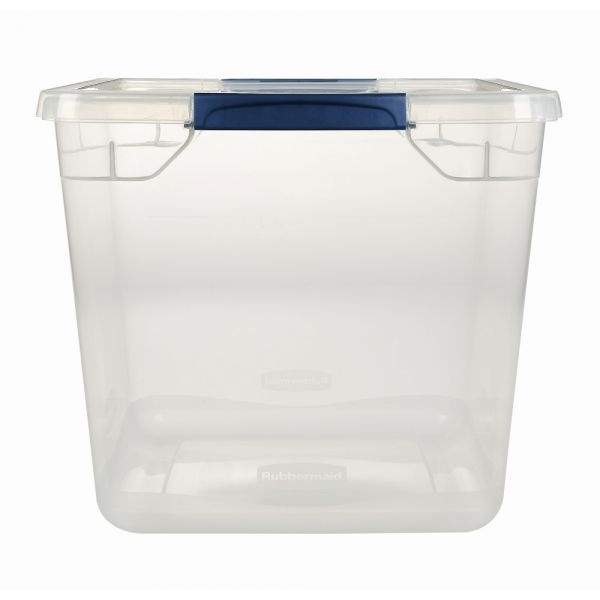 Rubbermaid Cleverstore Storage Tote With Latching Lid, 30 Qt, 18-3/4" X 13-3/8" X 10-1/2", Clear