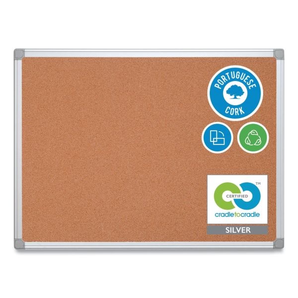 Mastervision Earth Cork Board, 24 X 18, Tan Surface, Silver Aluminum Frame