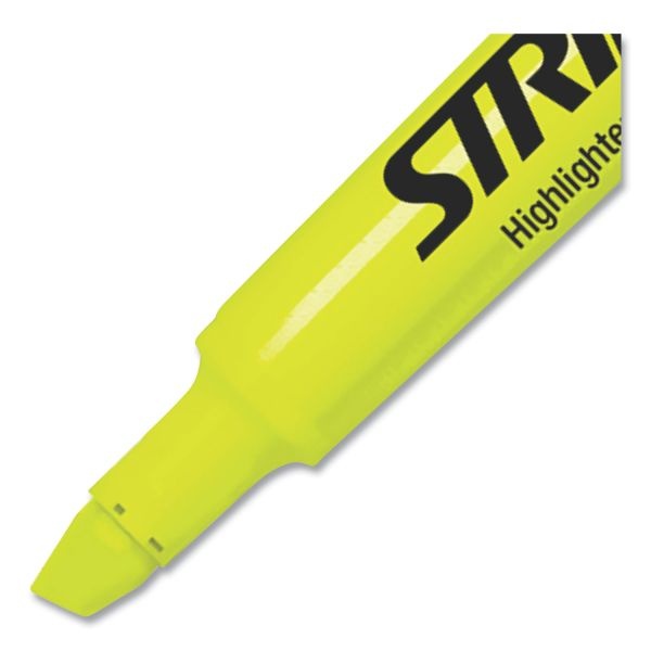 Stridebrite Tank Highlighter, Fluorescent Yellow Ink, Chisel Tip, Yellow Barrel, 12/Box