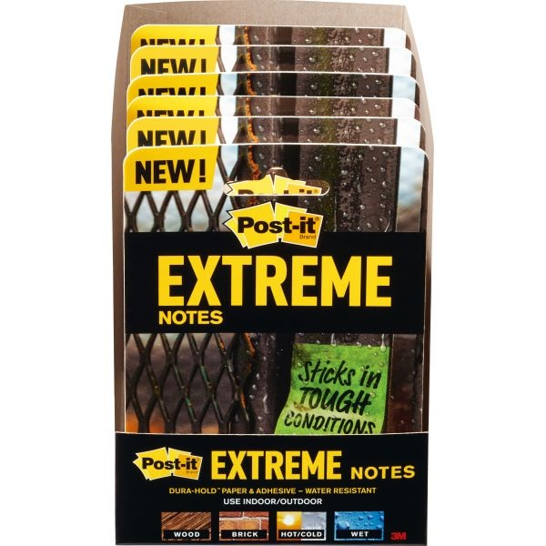 Post-It Extreme Notes Water-Resistant Self-Stick Notes, 3" X 3", Assorted Colors, 45 Sheets/Pad, 3 Pads/Pack
