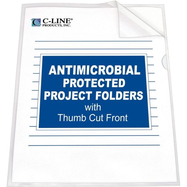C-Line Poly Project Folders With Antimicrobial Protection - Reduced Glare, 11 X 8-1/2, 25/Bx, 62137