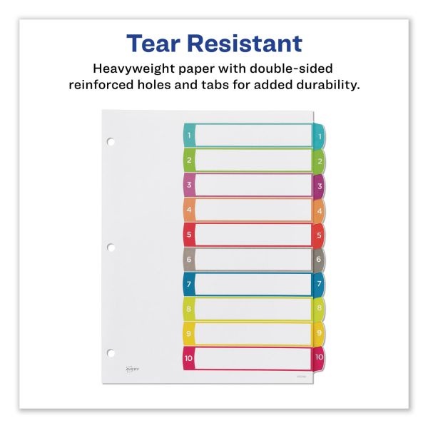 Avery Customizable Toc Ready Index Multicolor Tab Dividers, 10-Tab, 1 To 10, 11 X 8.5, White, Contemporary Color Tabs, 1 Set
