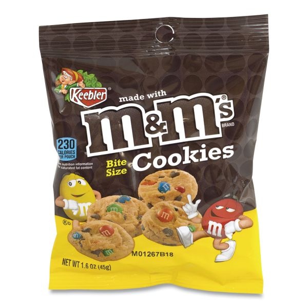 Keebler Mini Cookie Snack Packs, Chocolate Chip/Mandms, 1.6 Oz Pouch, 30 Pouches/Carton