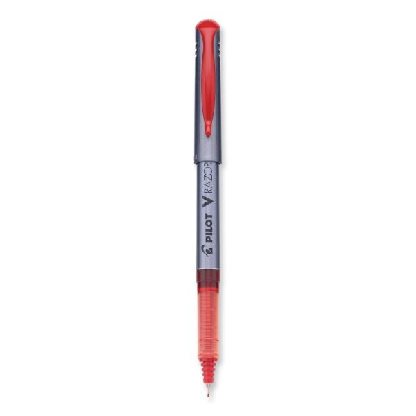 Pilot Liquid Ink Razor Point Pens, Extra-Fine Point, 0.3 Mm, Graphite Barrel, Red Ink, Pack Of 12 Pens