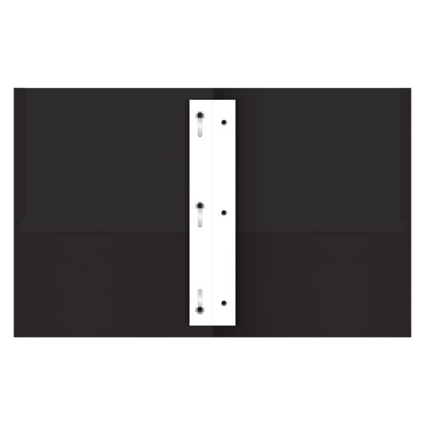 2-Pocket Textured Paper Folders With Prongs, Black, Pack Of 10