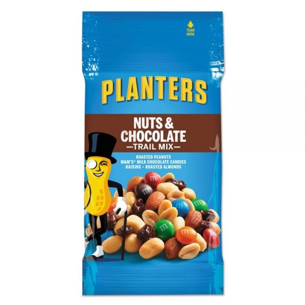 Planters Trail Mix, Nut And Chocolate, 2 Oz Bag, 72/Carton