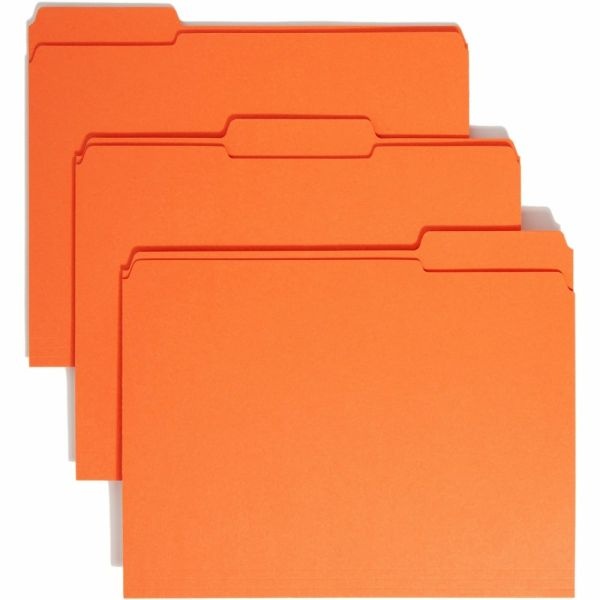 Smead 1/3-Cut 2-Ply Color File Folders, Letter Size, Orange, Box Of 100