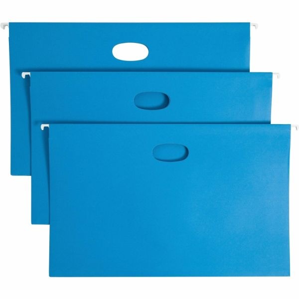 Smead Hanging File Pocket With Tab, 3" Expansion, 1/5-Cut Adjustable Tab, Legal Size, Sky Blue, Box Of 25
