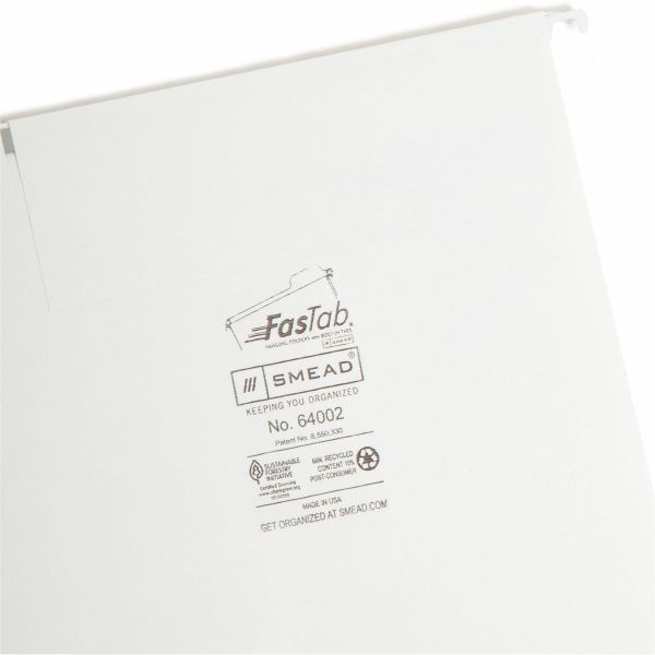 Smead Fastab Hanging Folders, Letter Size, 1/3-Cut Tabs, White, 20/Box