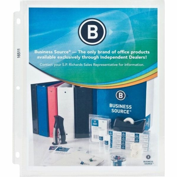 Business Source Sheet Protectors - 5 Mil Thickness - For Letter 8 1/2" X 11" Sheet - 3 X Holes - Ring Binder - Top Loading - Rectangular - Clear - Polypropylene - 50 / Box