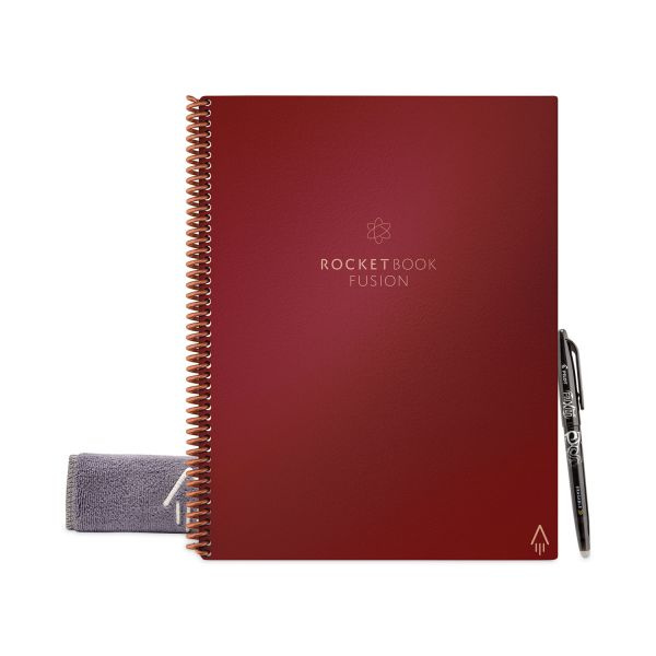 Rocketbook Fusion Smart Notebook, Seven Assorted Page Formats, Scarlet Sky Cover, (21) 11 X 8.5 Sheets