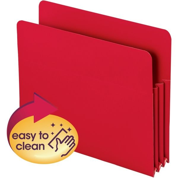 Smead Poly Expanding File Pockets, Letter Size, 3 1/2" Expansion, Red, Pack Of 4