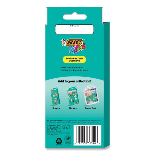 Bic Kids Coloring Pencils, 0.7 Mm, Assorted Lead And Barrel Colors, 24/Pack