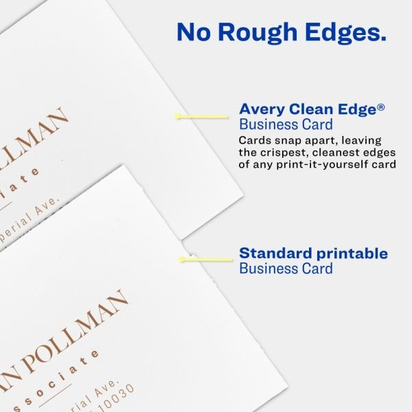Avery Clean Edge Business Cards, Laser, 2 X 3.5, Ivory, 200 Cards, 10 Cards/Sheet, 20 Sheets/Pack
