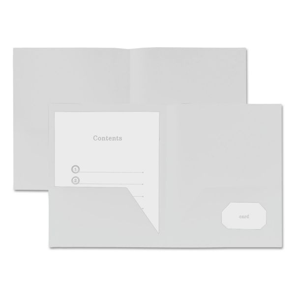 Universal Two-Pocket Plastic Folders, 100-Sheet Capacity, 11 X 8.5, White, 10/Pack