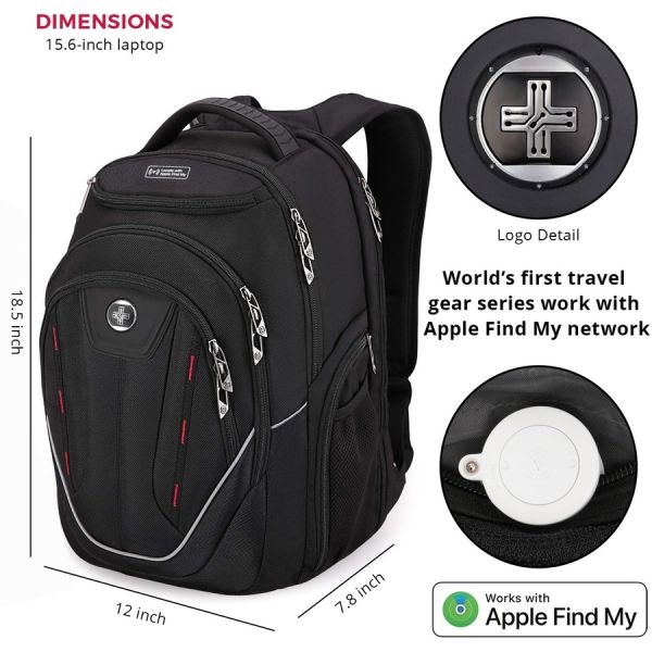 Swissdigital Design Terabyte J16btfb-41 Carrying Case (Backpack) For 15.6" To 16" Apple, Amazon Iphone Ipad Notebook, Macbook Pro - Black/Red