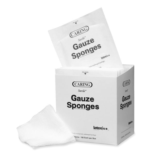 Medline Caring Woven Gauze Sponges, 12-Ply, 3" X 3", White, Box Of 80