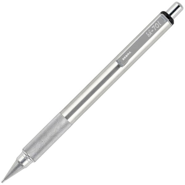 Zebra M-701 Mechanical Pencil, 0.7 Mm, F (#2.5), Black Lead, Silver Barrel