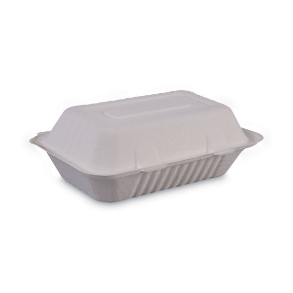 Boardwalk Bagasse Food Containers, Hinged-Lid, 1-Compartment 9 X 6 X 3. ...