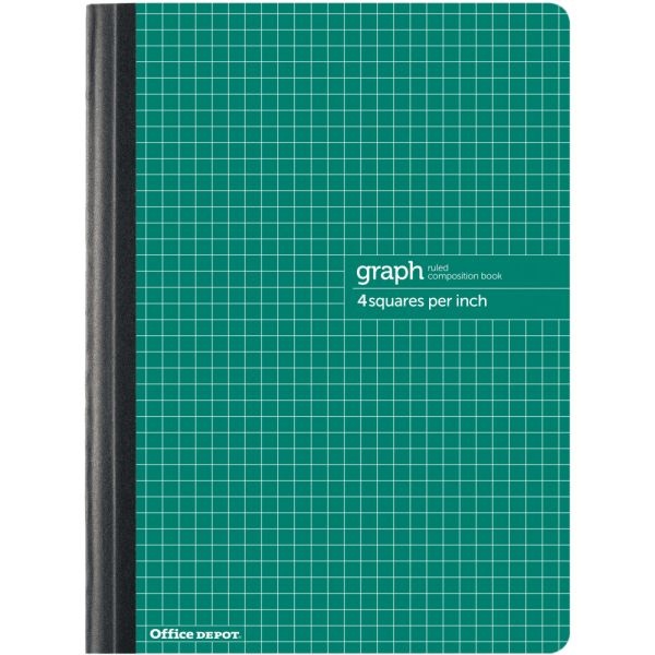 Composition Book, 7-1/4" X 9-3/4", Quadrille Ruled, 80 Sheets, Green