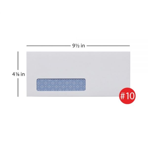 #10 Lift & Press Premium Security Envelopes, Left Window, Self Seal, 100% Recycled, White, Box Of 500