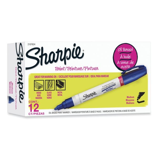 Sharpie Permanent Paint Marker, Medium Bullet Tip, Blue, Dozen
