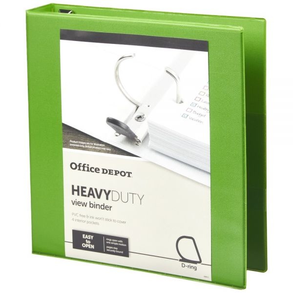 Heavy-Duty View 3-Ring Binder, 1 1/2" D-Rings, Army Green