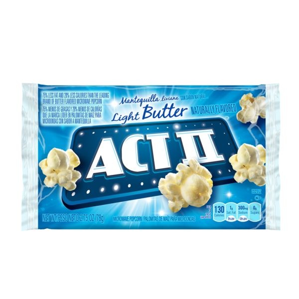 Act Ii Microwave Popcorn, Butter Flavored, 2.75 Oz Bag, Box Of 36
