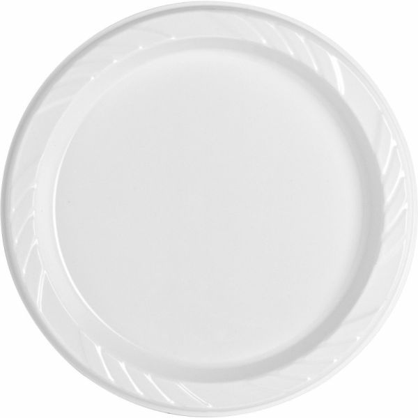 Genuine Joe Reusable/Disposable 6" Plastic Plates, White, Pack Of 125