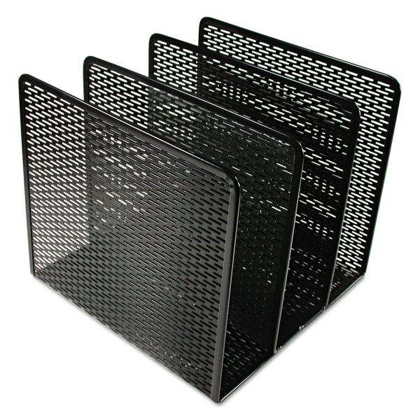 Artistic Urban Collection Punched Metal File Sorter, 3 Sections, Letter Size Files, 8" X 8" X 7.25", Black