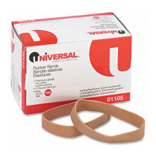 Universal Rubber Bands, Size 105, 0.06" Gauge, Beige, 1 Lb Box, 55/Pack
