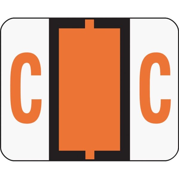 Smead Bccr Bar-Style Permanent Alphabetical Labels, C, Dark Orange, Roll Of 500